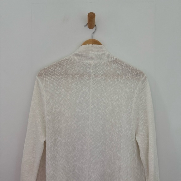 Eileen Fisher cream cotton linen open front draped cardigan - Medium - Picture 5 of 7